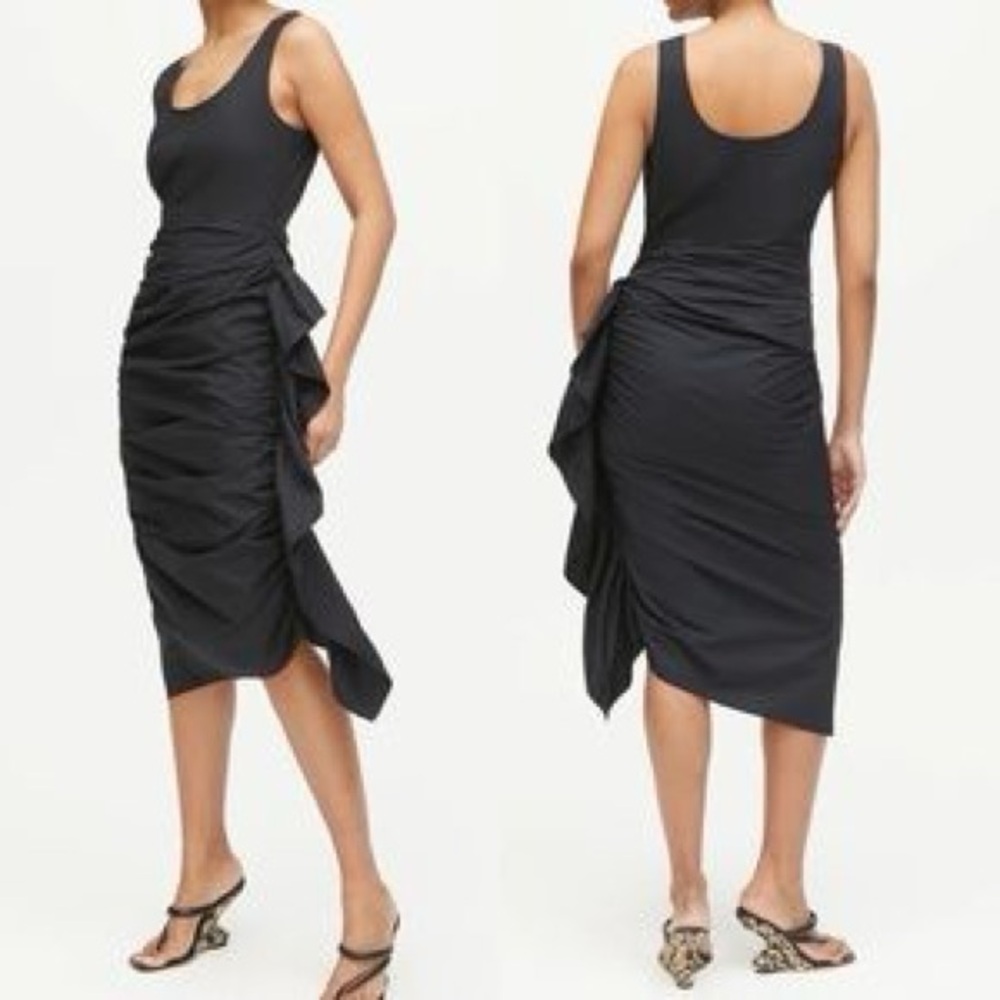 RHODE Womens Black Elsie Gathered Midi dress size 6